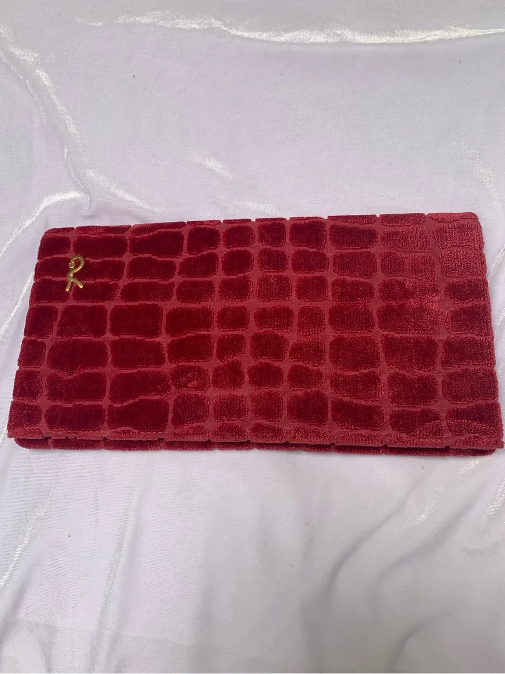 VINTAGE Roberta di Camerino Red Velvet Leather Lined Textured Clutch Bag